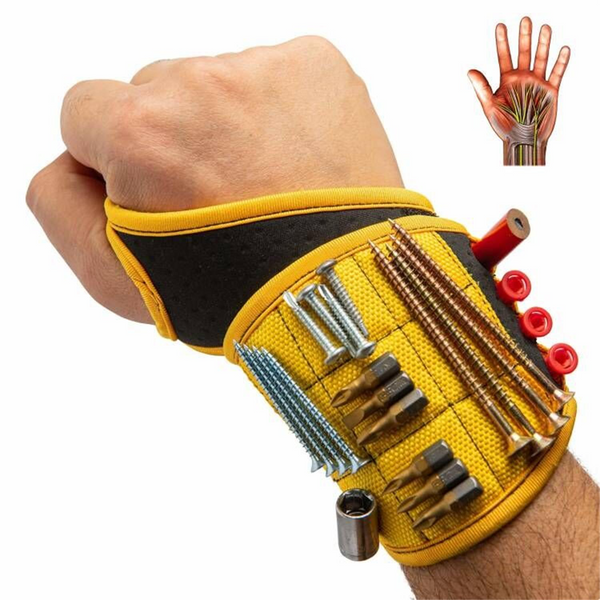 Magnetic Wristband with Thumb Loop - 9 Strong Magnets Holds Screws, Nails, Drill Bits