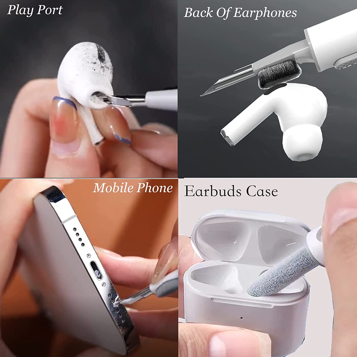 Cleaner Kit for AirPods - 3 in 1 Compact Multifunctional Headphones Case Cleaning Tools