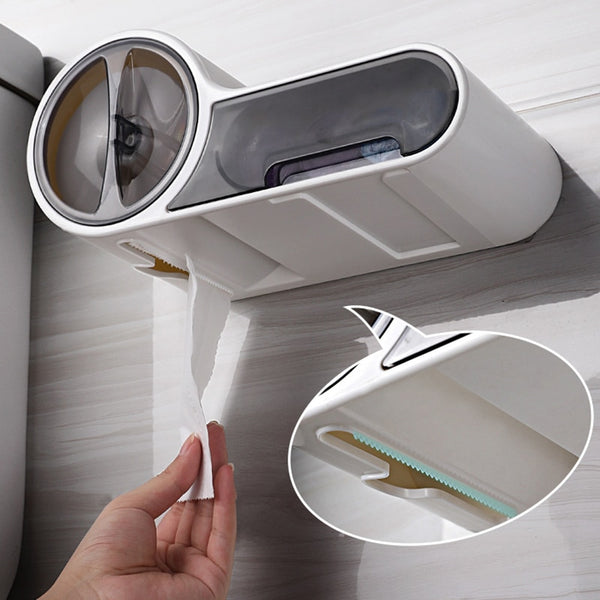 Multifunctional Toilet Paper Holder - Waterproof Wall-Mounted Toilet Tissue Box