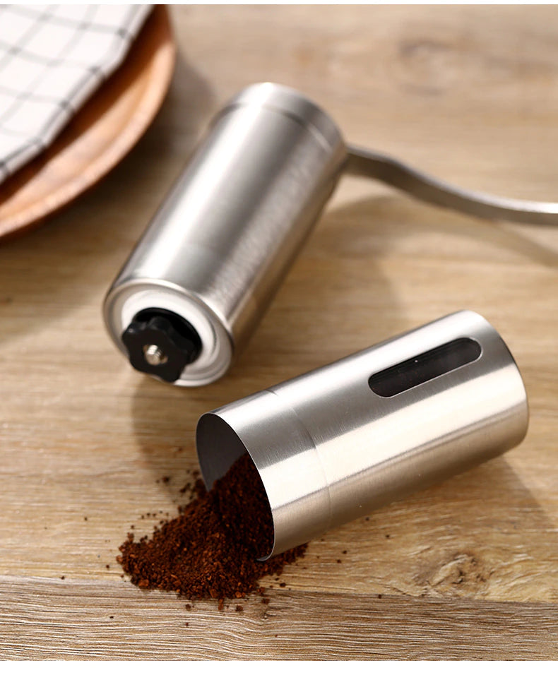 Silver Coffee Grinder - Mini Stainless Steel Handmade Coffee Bean Grinders