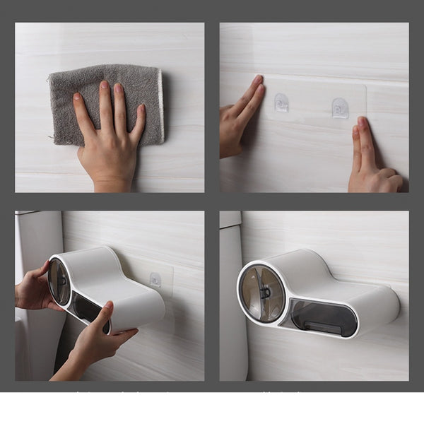 Multifunctional Toilet Paper Holder - Waterproof Wall-Mounted Toilet Tissue Box