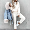 Autumn Fashion Solid Casual Tracksuit - Two Pieces