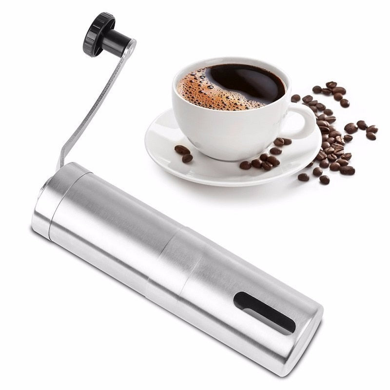 Silver Coffee Grinder - Mini Stainless Steel Handmade Coffee Bean Grinders