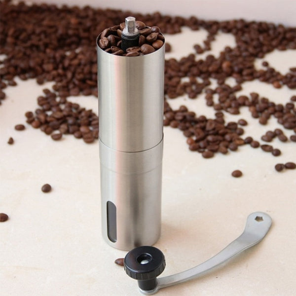 Silver Coffee Grinder - Mini Stainless Steel Handmade Coffee Bean Grinders