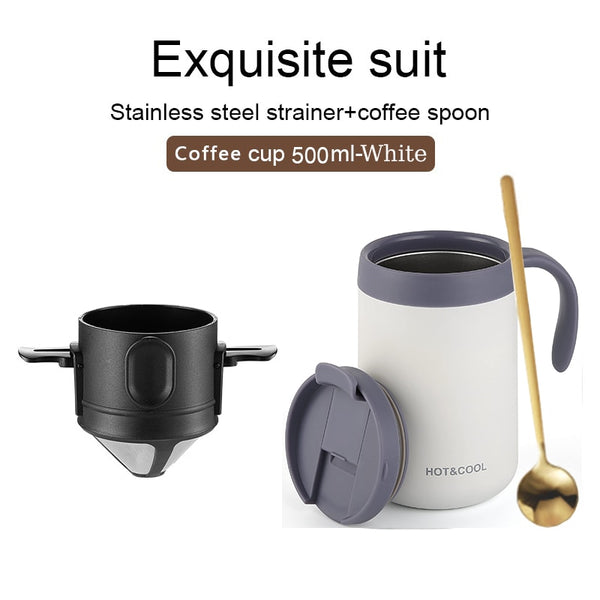 Stainless Steel Portable Coffee Filter - Reusable Mug Coffee Dripper Tea Cup Set