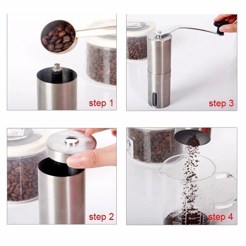 Silver Coffee Grinder - Mini Stainless Steel Handmade Coffee Bean Grinders