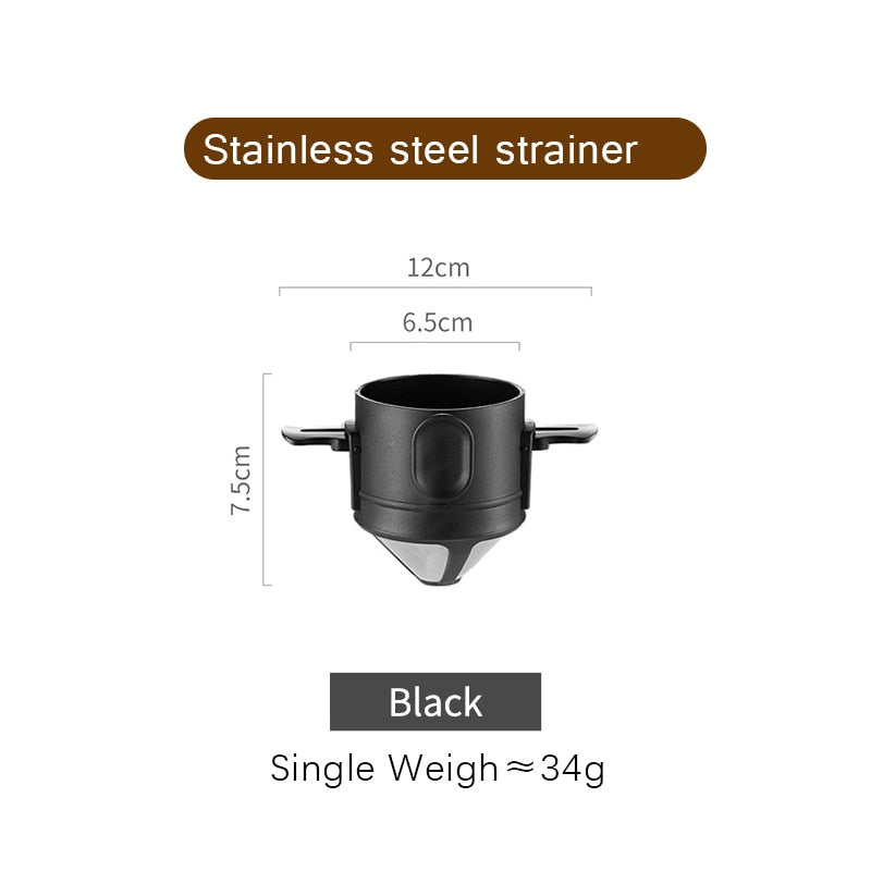 Stainless Steel Portable Coffee Filter - Reusable Mug Coffee Dripper Tea Cup Set