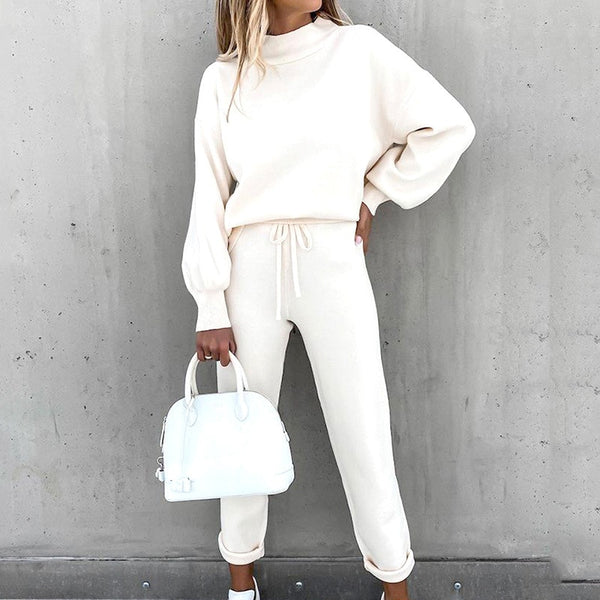 Autumn Fashion Solid Casual Tracksuit - Two Pieces