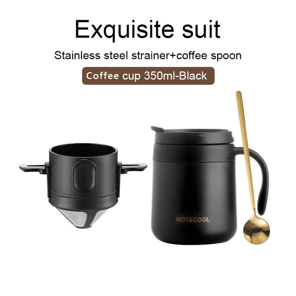 Stainless Steel Portable Coffee Filter - Reusable Mug Coffee Dripper Tea Cup Set