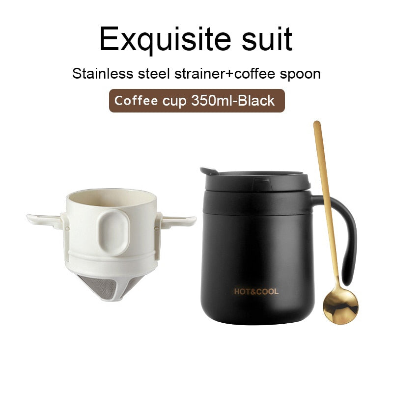 Stainless Steel Portable Coffee Filter - Reusable Mug Coffee Dripper Tea Cup Set