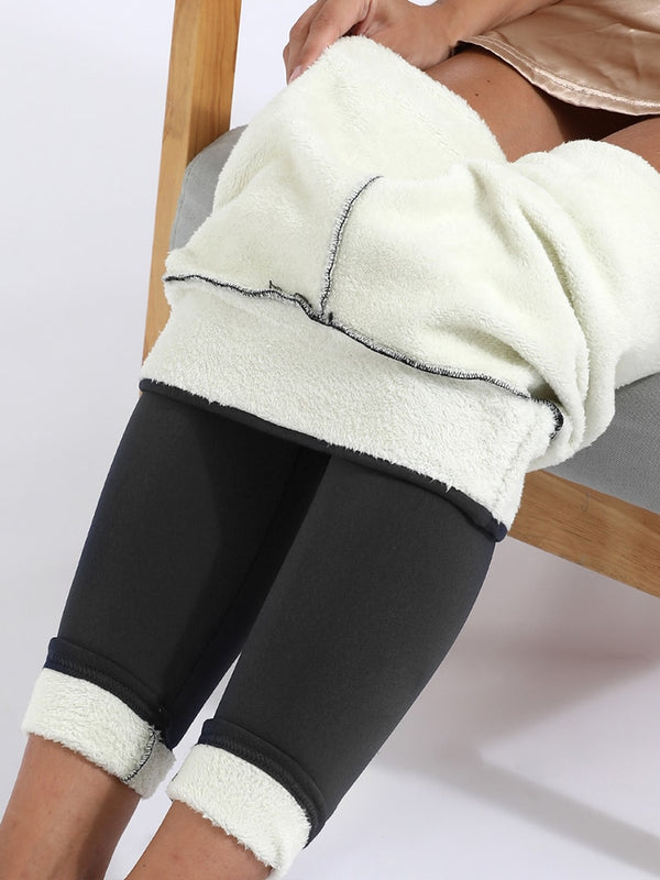 Women's Winter High Waist Stretchy Warm Velvet Elastic Leggings Pants