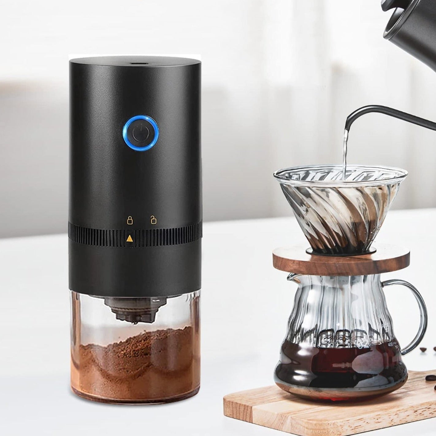 Electric Coffee Grinder - Automatic Beans Mill Portable Espresso Maker